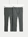 2pk Girls' Slim Fit Easy Dressing School Trousers (3-18 Yrs)