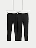 2pk Girls' Slim Fit Easy Dressing School Trousers (3-18 Yrs)