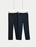 Girls 2Pk Slim Leg School Trousers ( 2-18 Yrs)