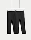 Girls 2Pk Slim Leg School Trousers ( 2-18 Yrs)