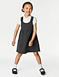 Girls Jersey Heart Pocket School Pinafore (2-12 Yrs)