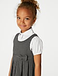 2pk Girls' Jersey Bow School Pinafores (2-12 Yrs)