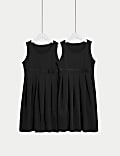 2pk Girls' Jersey Bow School Pinafores (2-12 Yrs)
