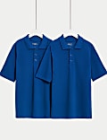2pk Unisex Stain Resist School Polo Shirts (2-18 Yrs)