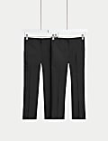 2pk Boys' Slim Leg Plus Waist School Trousers (2-18 Yrs)