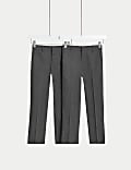 2pk Boys' Slim Leg School Trousers (2-18 Yrs)