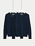 2pk Unisex Slim Fit Cotton School Jumpers (3-18 Yrs)