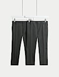 2pk Boys' Regular Leg Plus Fit School Trousers