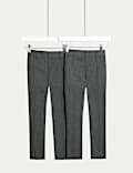 2pk Boys' Skinny Leg School Trousers (2-18 Yrs)