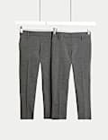 2pk Boys' Slim Leg Stretch School Trousers (2-18 Yrs)