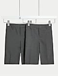 2pk Boys' Easy Dressing School Shorts (3-15 Yrs)