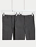 2pk Boys' Regular Leg Plus Waist School Shorts (4-14 Yrs)