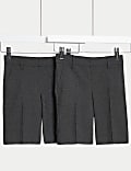 2pk Boys' Slim Leg School Shorts (2-14 Yrs)