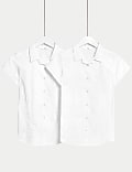 Pack de 2 camisas escolares de planchado fácil con solapa para chicas (2-16&nbsp;años)