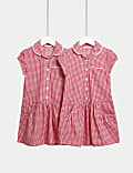 2pk Girls' Cotton Plus Fit School Dresses (4-14 Yrs)