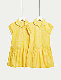 2pk Girls' Cotton Rich Gingham School Dresses (2-14 Yrs)