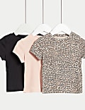 3pk Cotton Rich Leopard T-Shirts (2-8 Yrs)