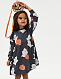 Cotton Rich Ghost and Pumpkin Dress (2-8 Yrs)