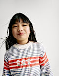 Pull 100&nbsp;% coton à rayures et motif à fleurs brodé (du 2 au 8&nbsp;ans)