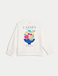 Sweat en coton avec texte Cannes (du 2 au 16 ans)
