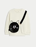 Cotton Rich Halloween Cat Bag Sweatshirt (2 -8 yrs)