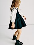 2pc Pure Cotton Collared Pinafore Dress Outfit (2-10 Yrs)