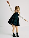 2pc Pure Cotton Collared Pinafore Dress Outfit (2-10 Yrs)