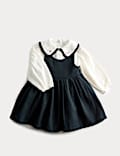 2-delige zuiver katoenen outfit met overgooier met kraag (2-10 jaar)