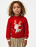 Pull de Noël à motif renne (du 1 au 8 ans)