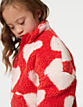 Chaqueta de borreguito con estampado de corazones (12 meses-8 años)