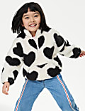 Heart Print Borg Jacket (12 Mths-8 Yrs)
