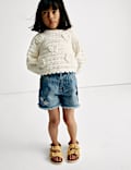 Pure Cotton Knitted Flower Jumper (2-8 Yrs)