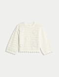 Pure Cotton Knitted Flower Jumper (2-8 Yrs)