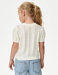 Pure Cotton Floral Knitted Top (2-8 Yrs)