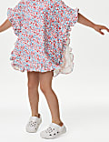 Cotton Rich Ditsy Floral Towelling Poncho (2-8 Yrs)