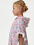 Cotton Rich Ditsy Floral Towelling Poncho (2-8 Yrs)