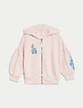 Cotton Rich Zip Slogan Hoodie (2-8 Yrs)