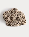 Animal Print Borg Half Zip Jacket (2-10 Yrs)