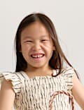 2 Piece Cotton Rich Shirred Striped Outfit (2-8 Yrs)