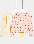 3pk Cotton Rich Polka Dot Tops (2-8 Yrs)