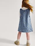 Denim Floral Embroidered Pinafore (2-8 Yrs)