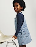 2pc Denim Heart Pinafore