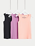 3pk Cotton Rich Ribbed Vest Tops (2-8 Yrs)