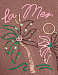 Pure Cotton Embroidered Palm Tree T-Shirt (2-16 Yrs)