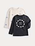 2pk Pure Cotton Floral Fearless Tops (2-8 Yrs)