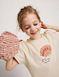 Pure Cotton Shell Embellished T-Shirt (4-8 Yrs)