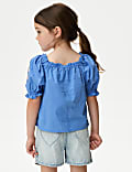 Pure Cotton Floral Embroidered Top (2-8 Yrs)