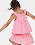 Pure Cotton Floral Embroidered Top (2-8 Yrs)