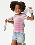 Cotton Rich Ribbed Striped T-Shirt (2-8 Yrs)