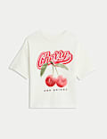 T-Shirt aus reiner Baumwolle mit Cherry and Bright-Motiv (2–8&nbsp;J.)